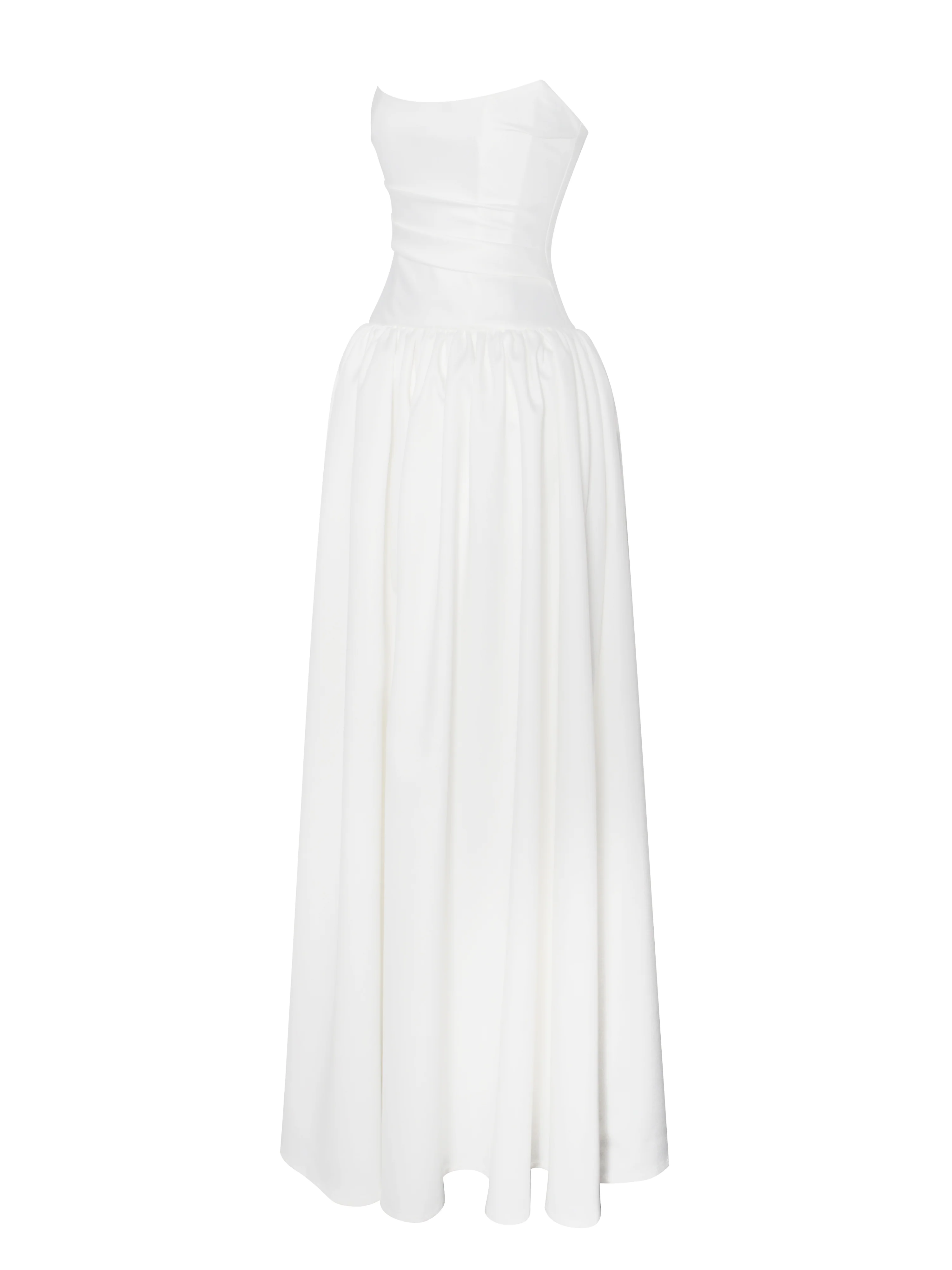 Umay White Drop Waist Satin Corset Bridal Gown - Image 20