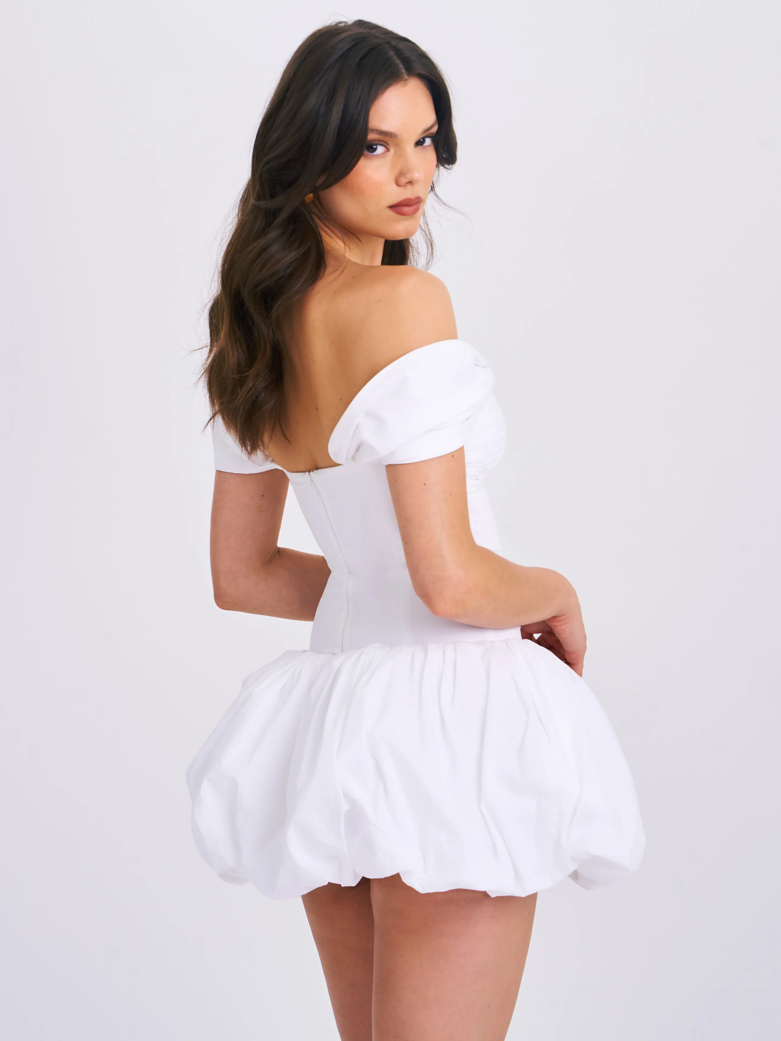 Umika White Bubble Hem Mini Dress - Image 9
