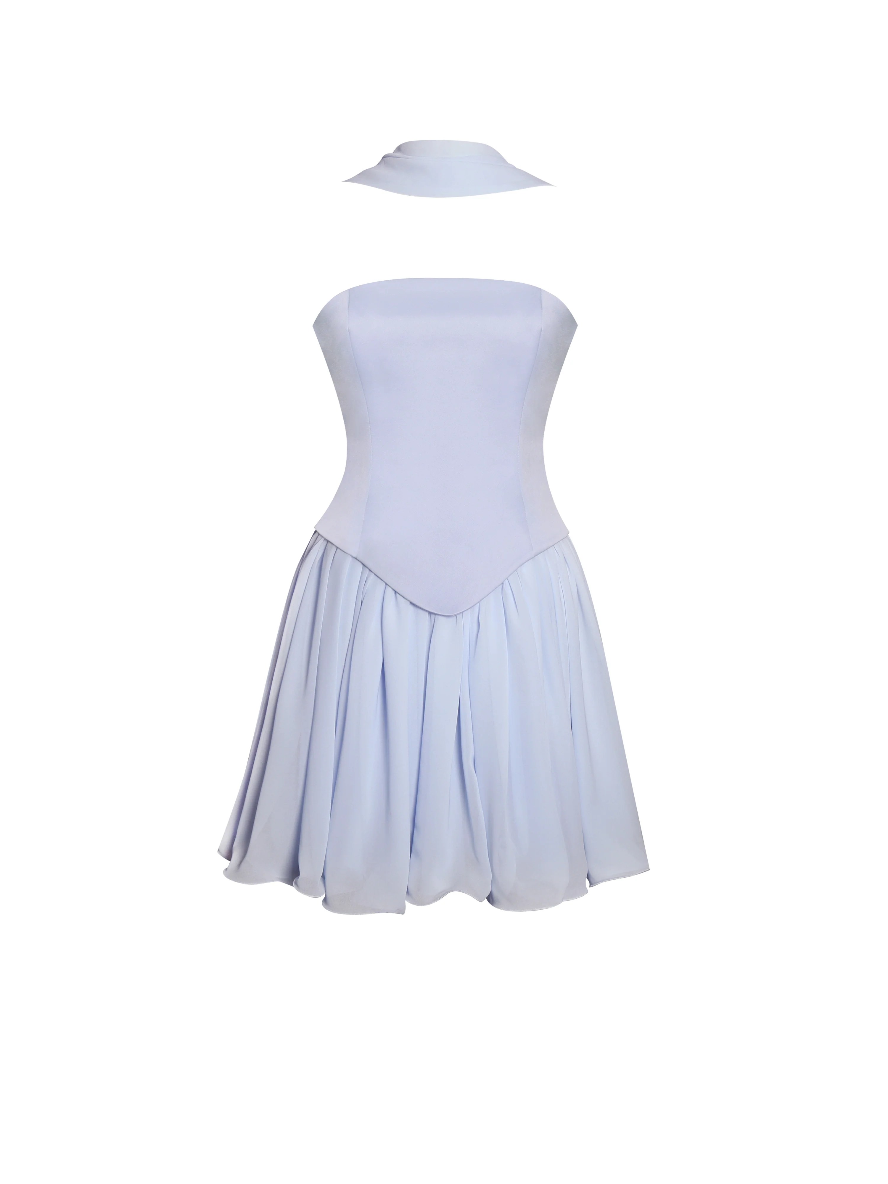 Valentina Baby Blue Boned Curve Edge Peplum Mini Dress - Image 11