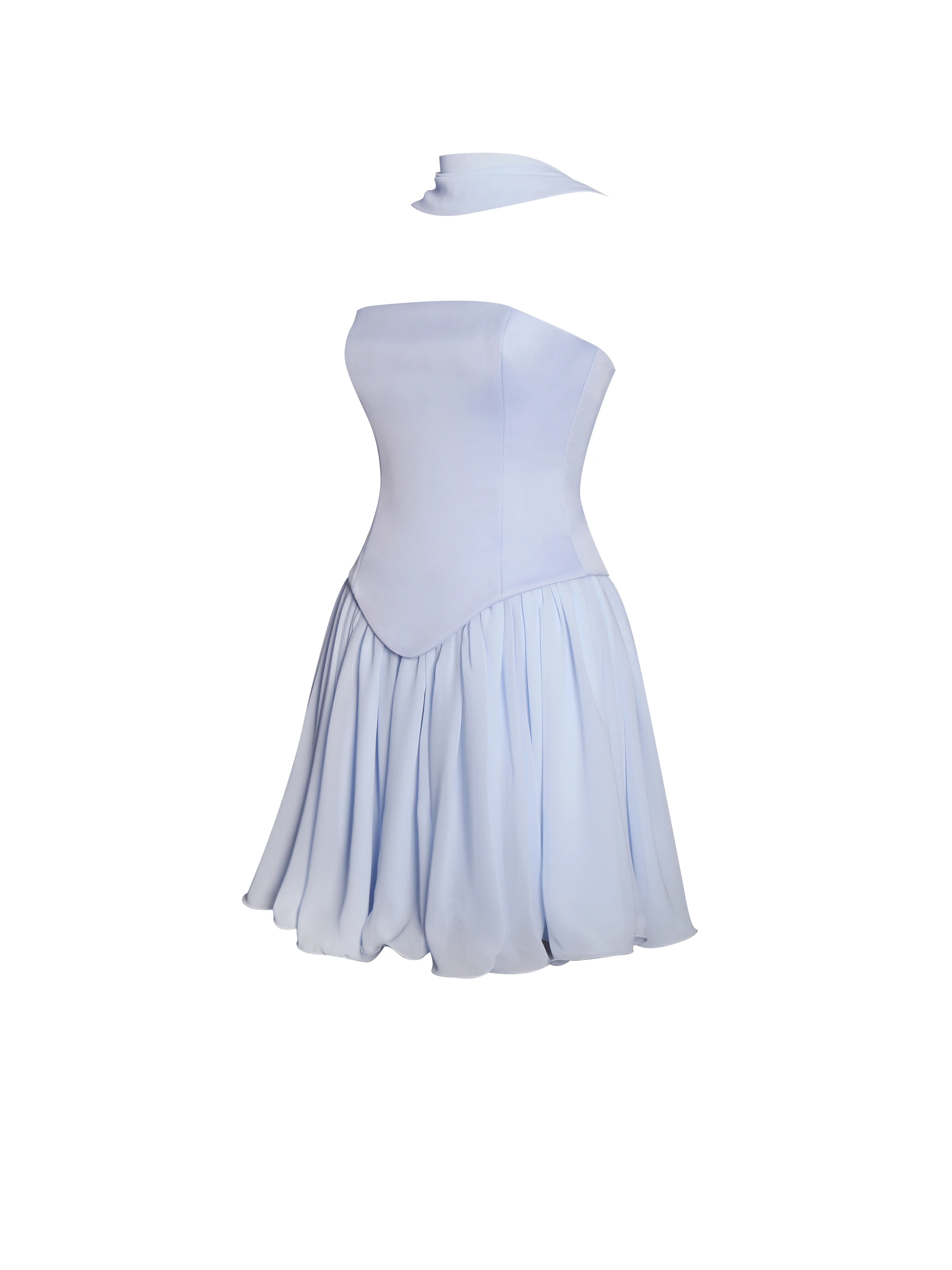 Valentina Baby Blue Boned Curve Edge Peplum Mini Dress - Image 12