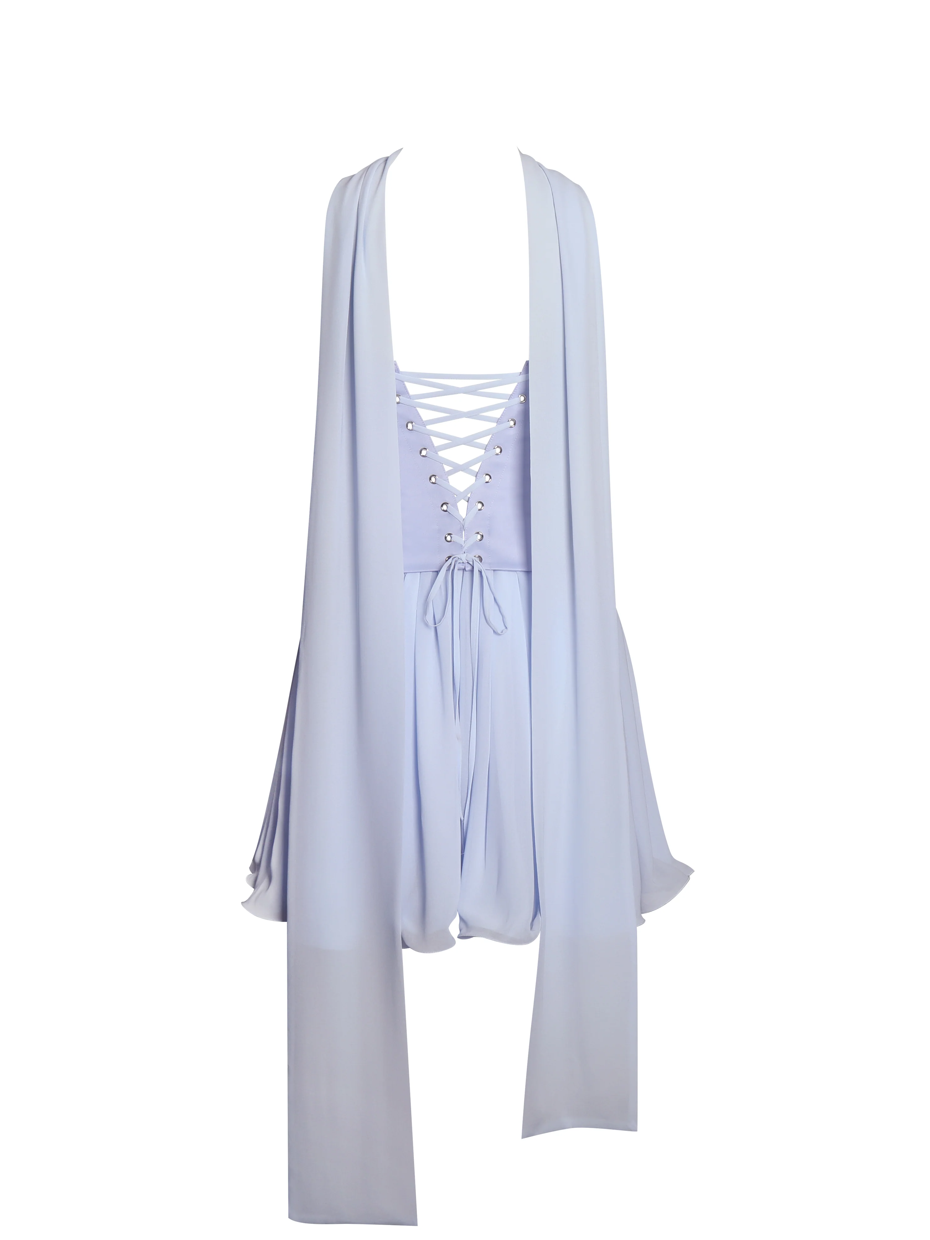 Valentina Baby Blue Boned Curve Edge Peplum Mini Dress - Image 13