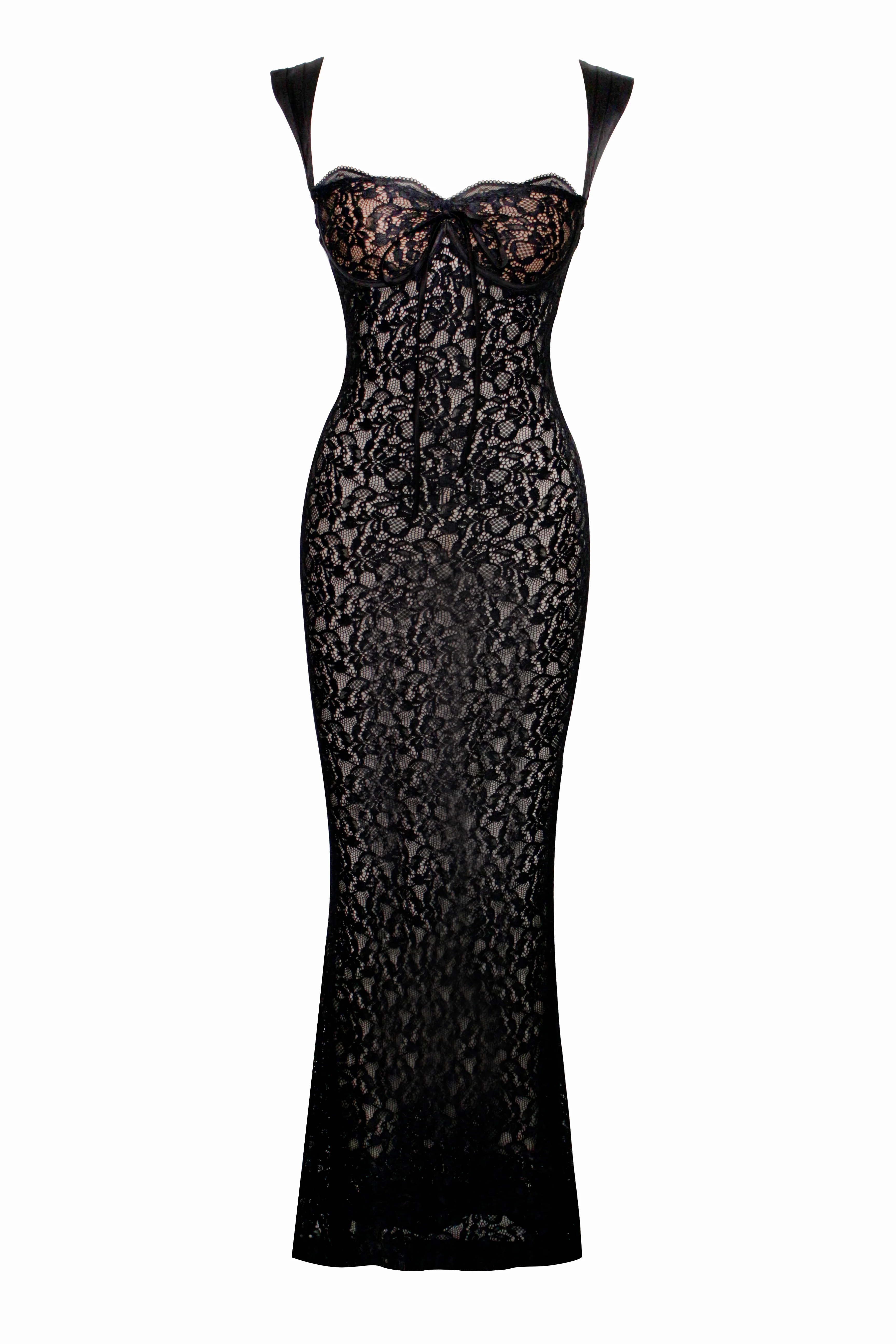 Veronica Black Lace Maxi Dress - Image 10