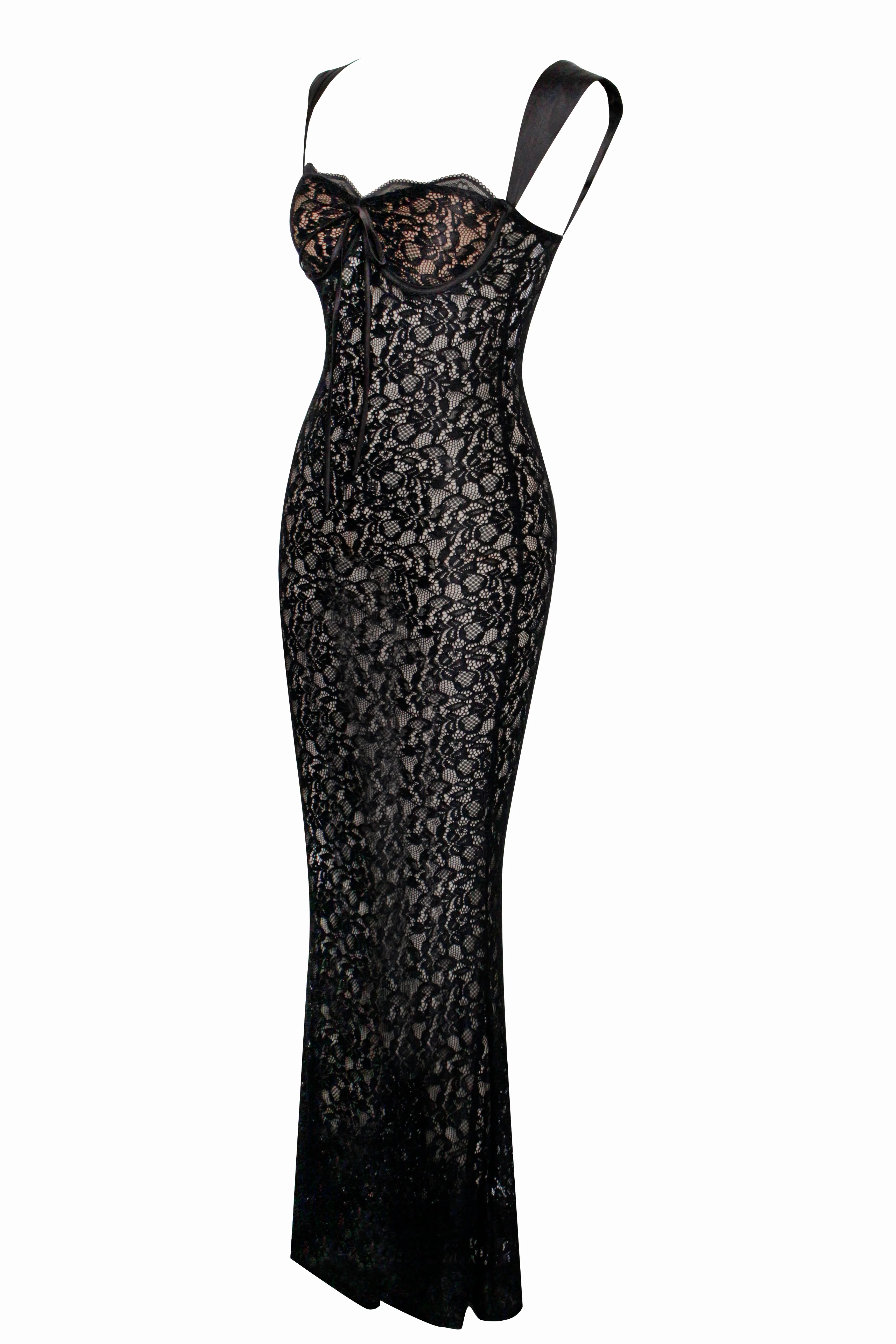 Veronica Black Lace Maxi Dress - Image 11