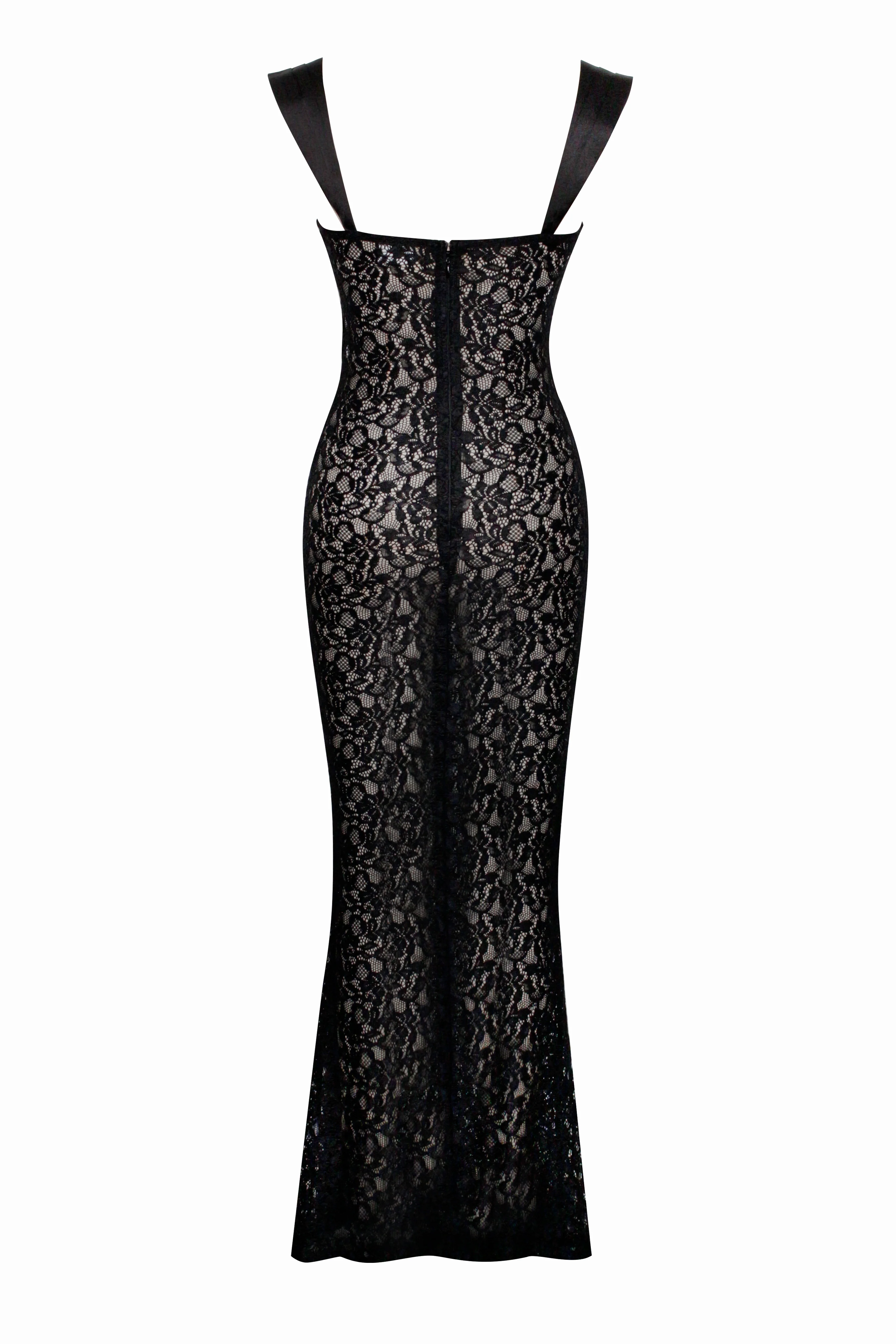Veronica Black Lace Maxi Dress - Image 12