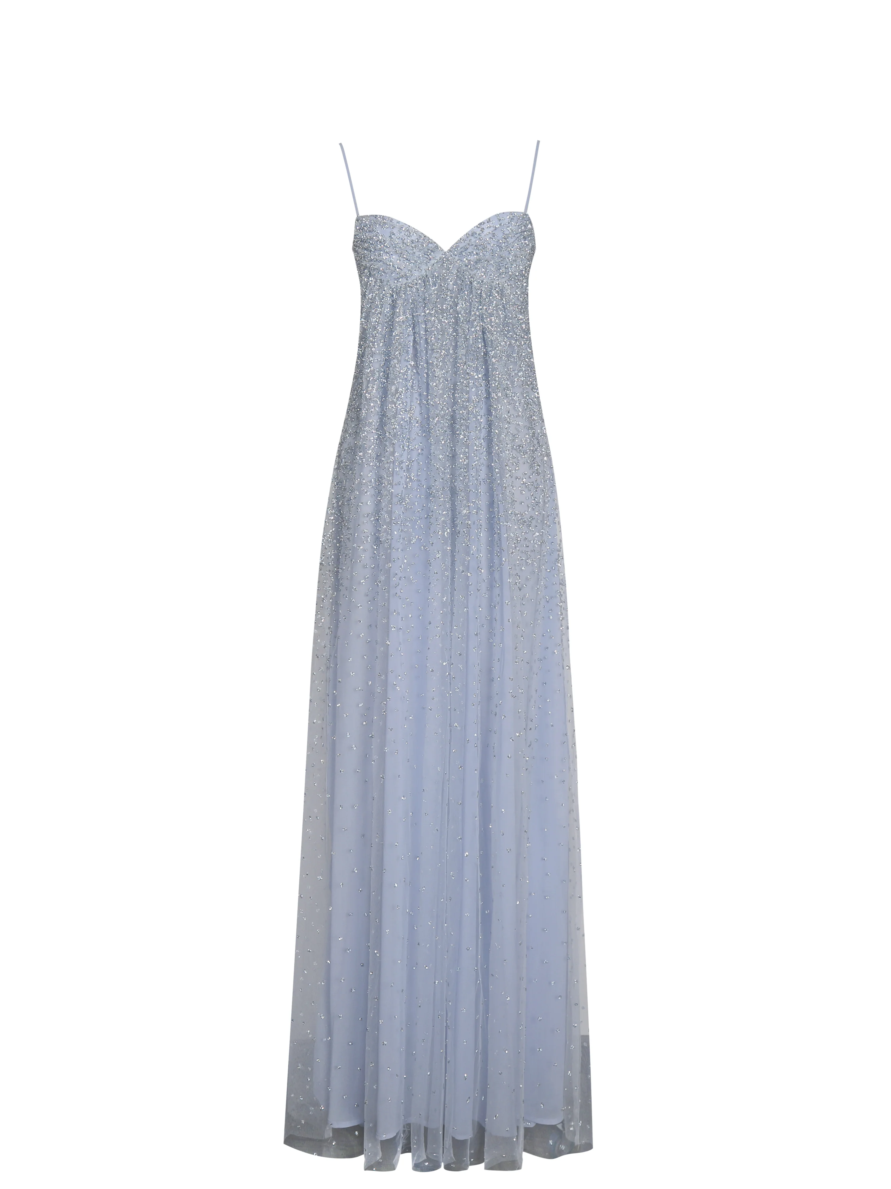 Wallie Baby Blue Rhinestone Embellished Mesh Backless Gown - Image 14