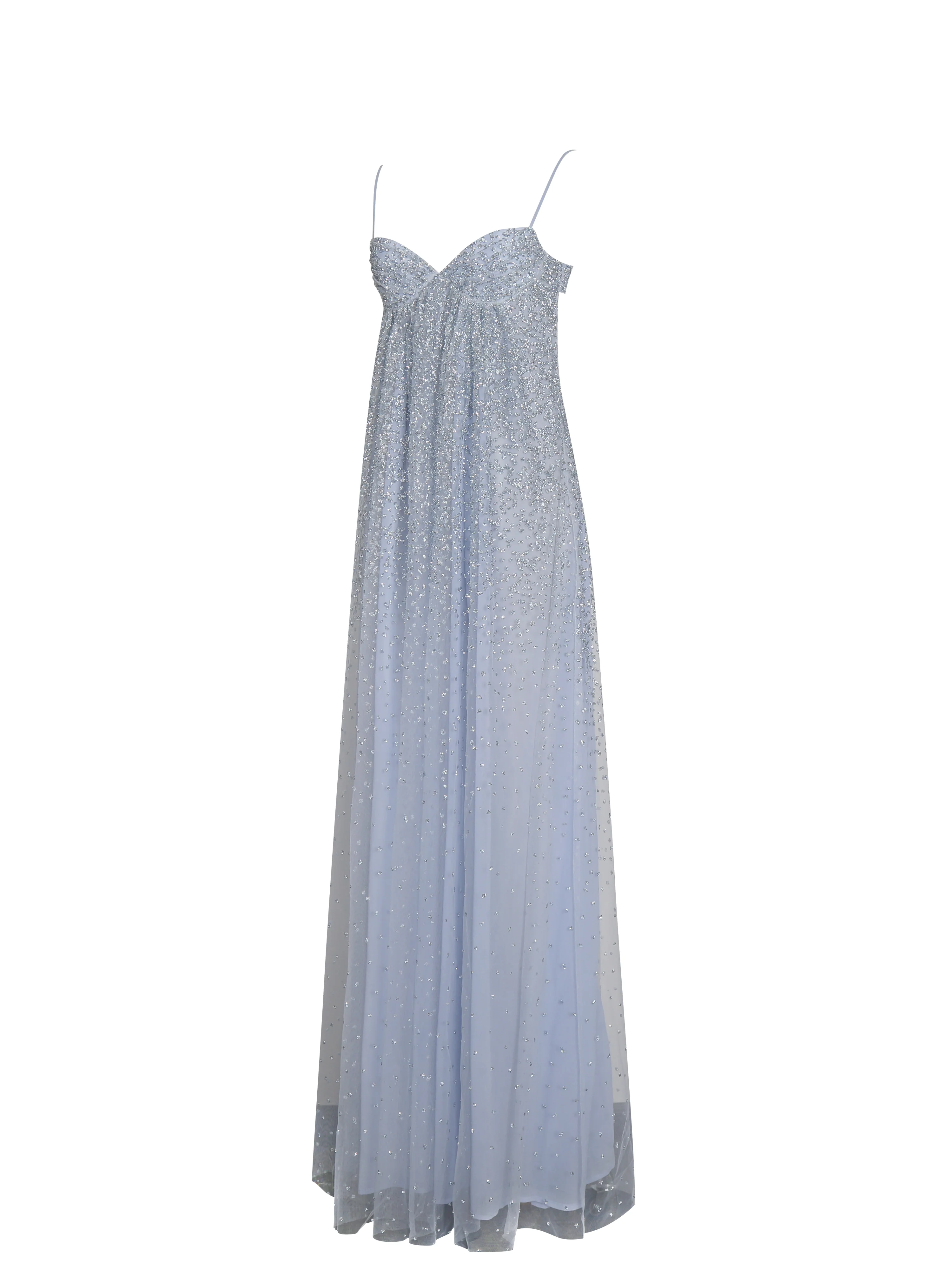 Wallie Baby Blue Rhinestone Embellished Mesh Backless Gown - Image 15
