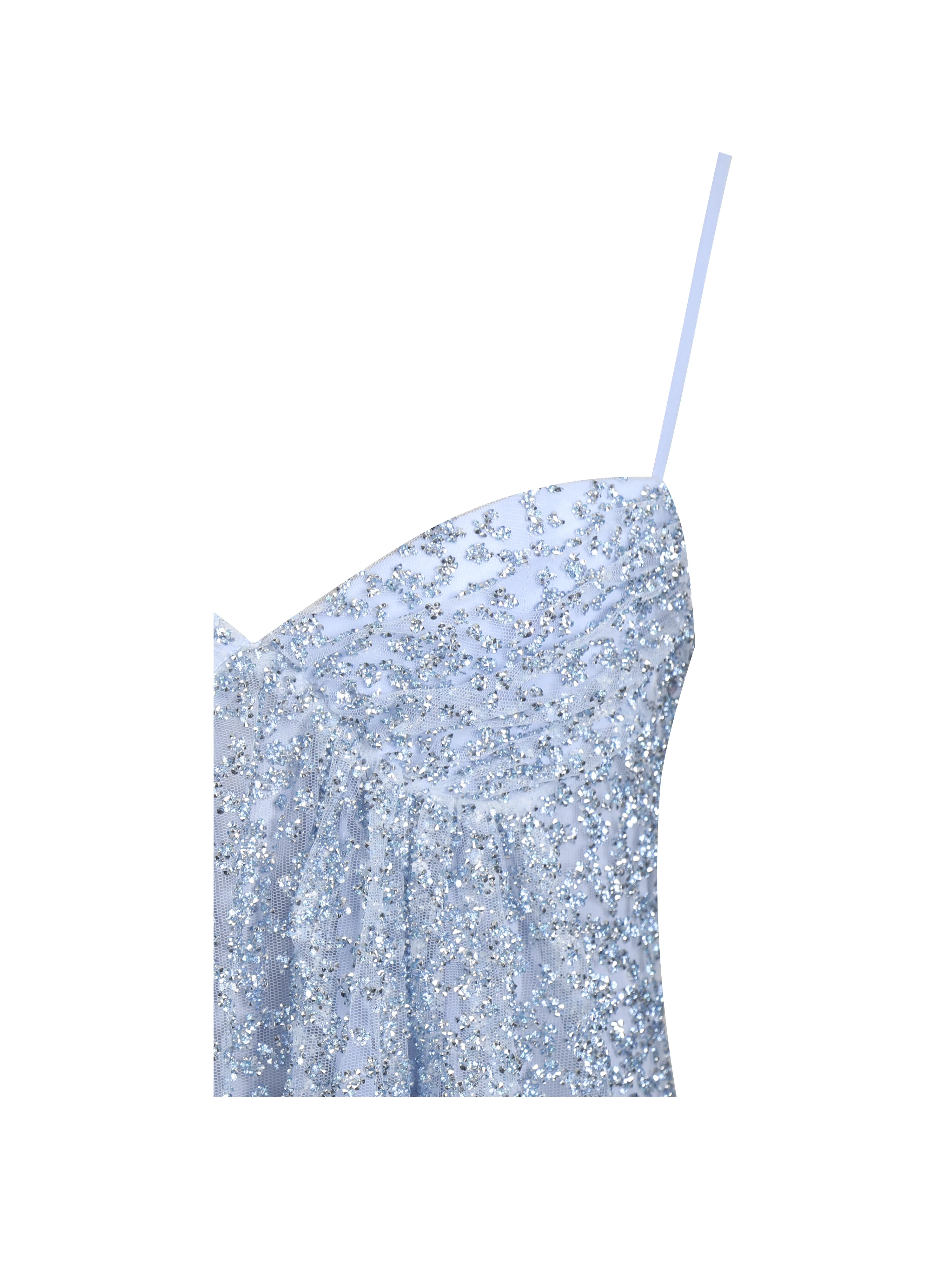 Wallie Baby Blue Rhinestone Embellished Mesh Backless Gown - Image 17