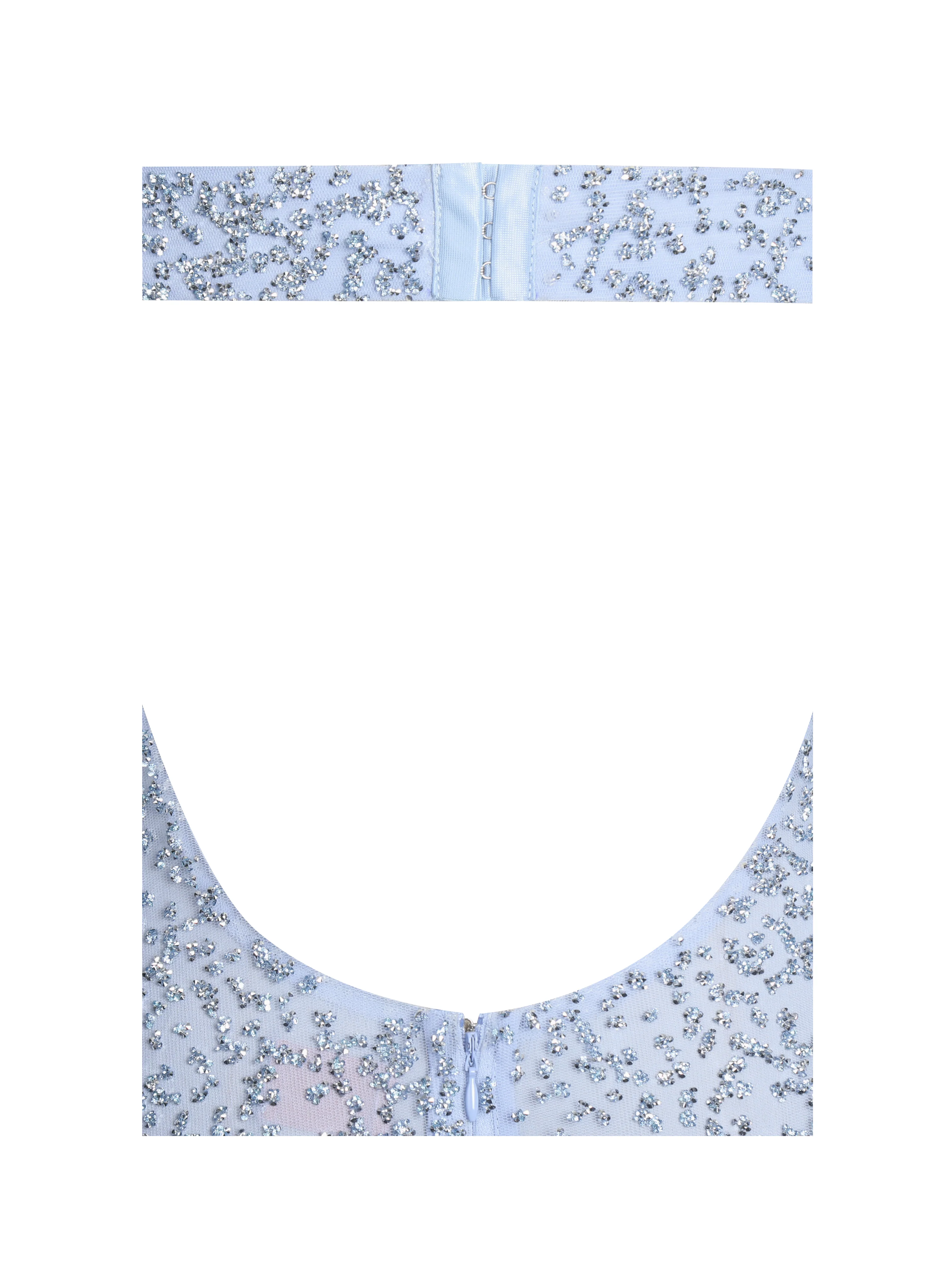 Wallie Baby Blue Rhinestone Embellished Mesh Backless Gown - Image 18