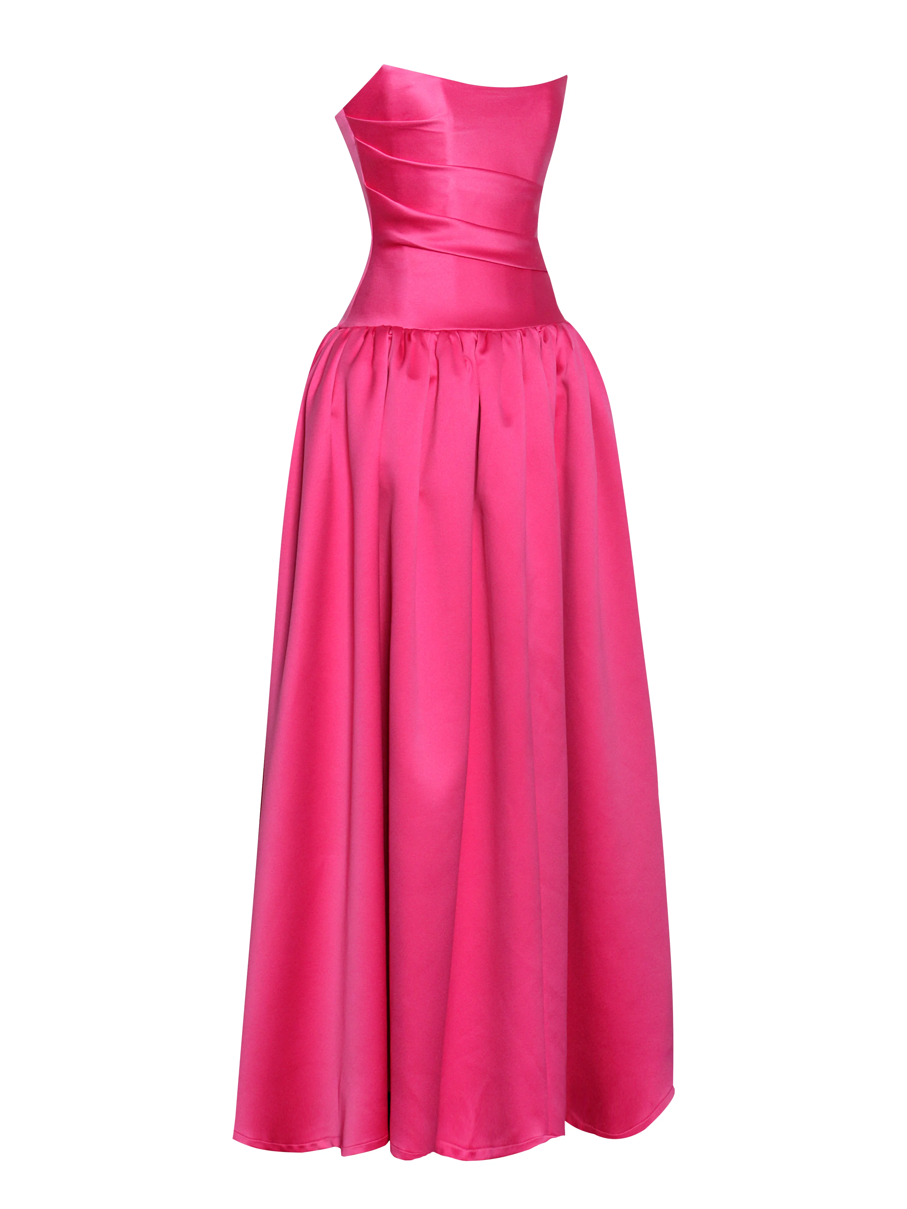 Walterina Fuchsia Satin Strapless Drop Waist Corset Gown - Image 10