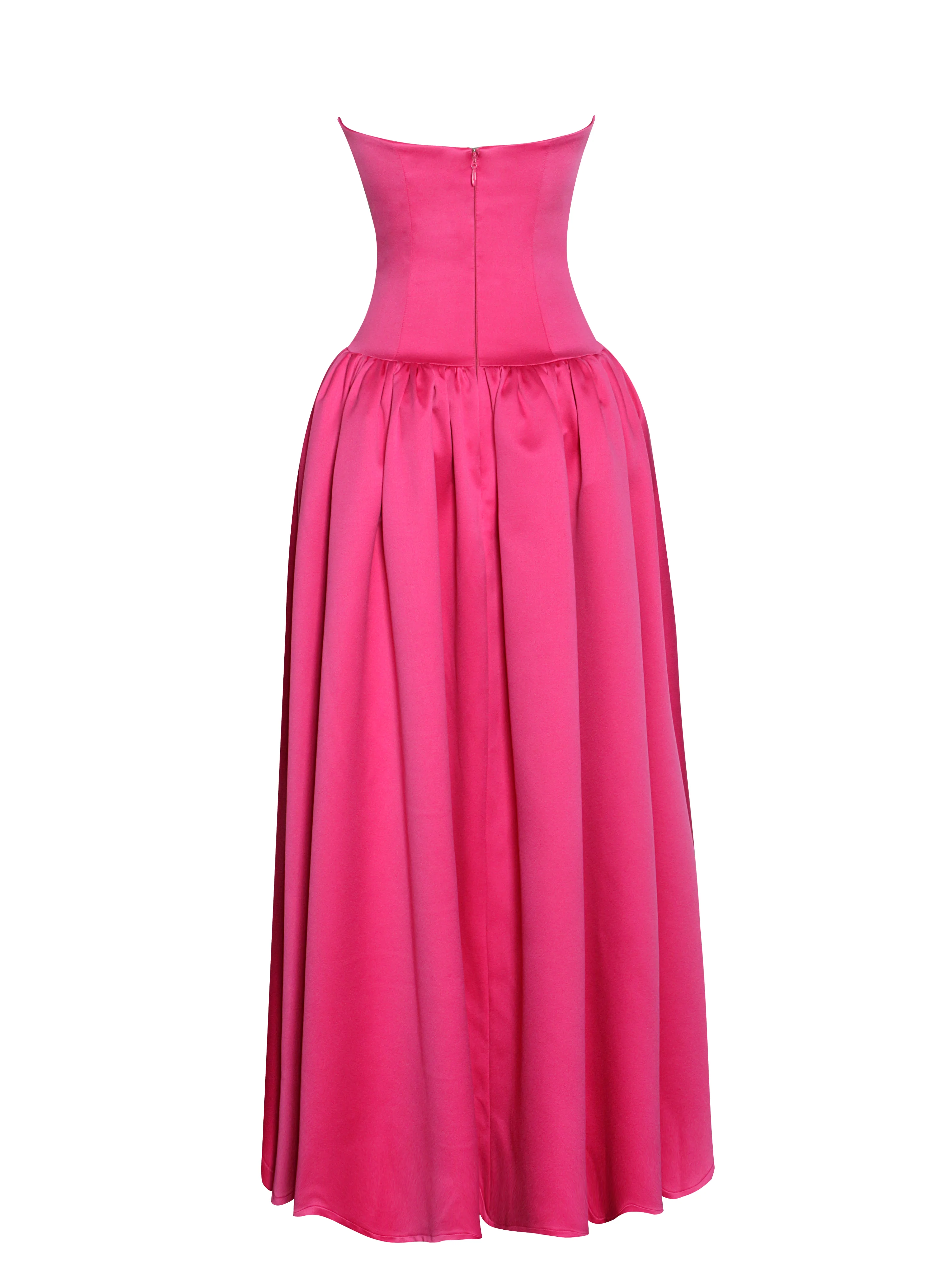 Walterina Fuchsia Satin Strapless Drop Waist Corset Gown - Image 11