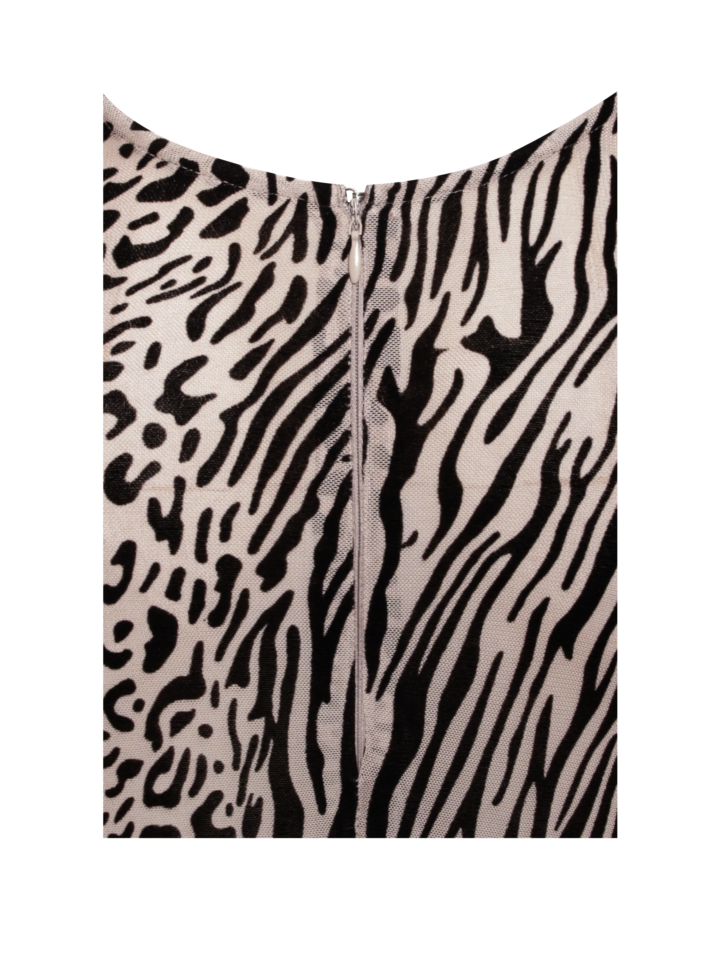 Waylynn Nude Black Animal Print Burnout Velvet Detail Mesh Backless Maxi Dress - Image 20