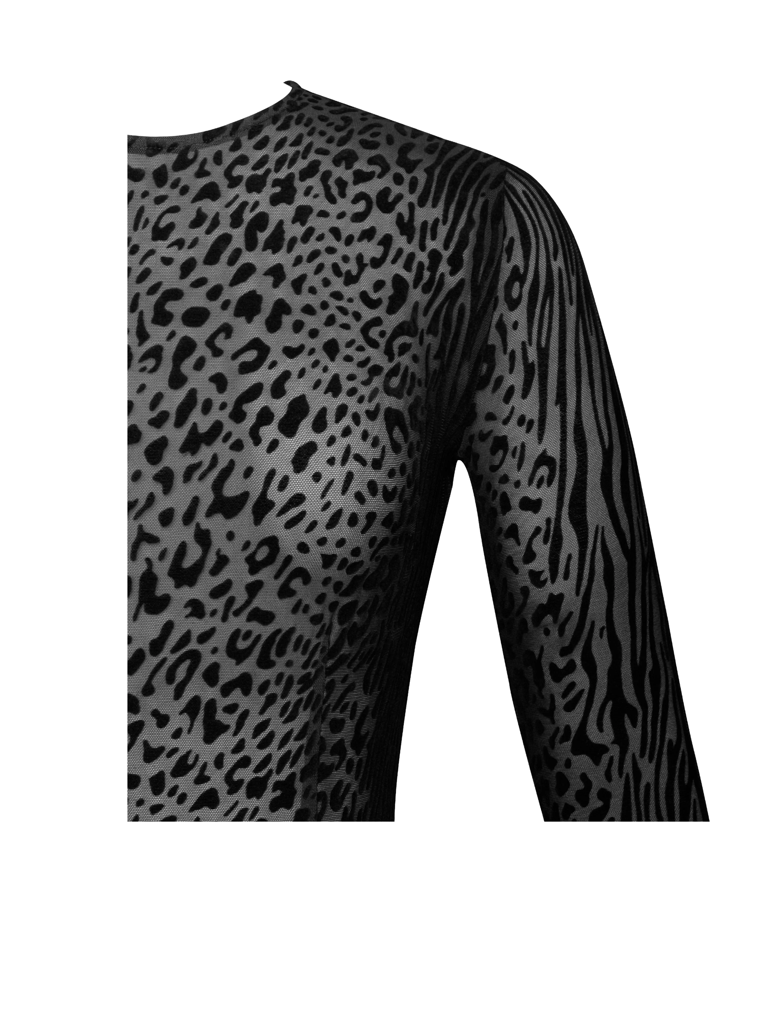 Waylynn Black Animal Print Burnout Velvet Detail Mesh Backless Maxi Dress - Image 13