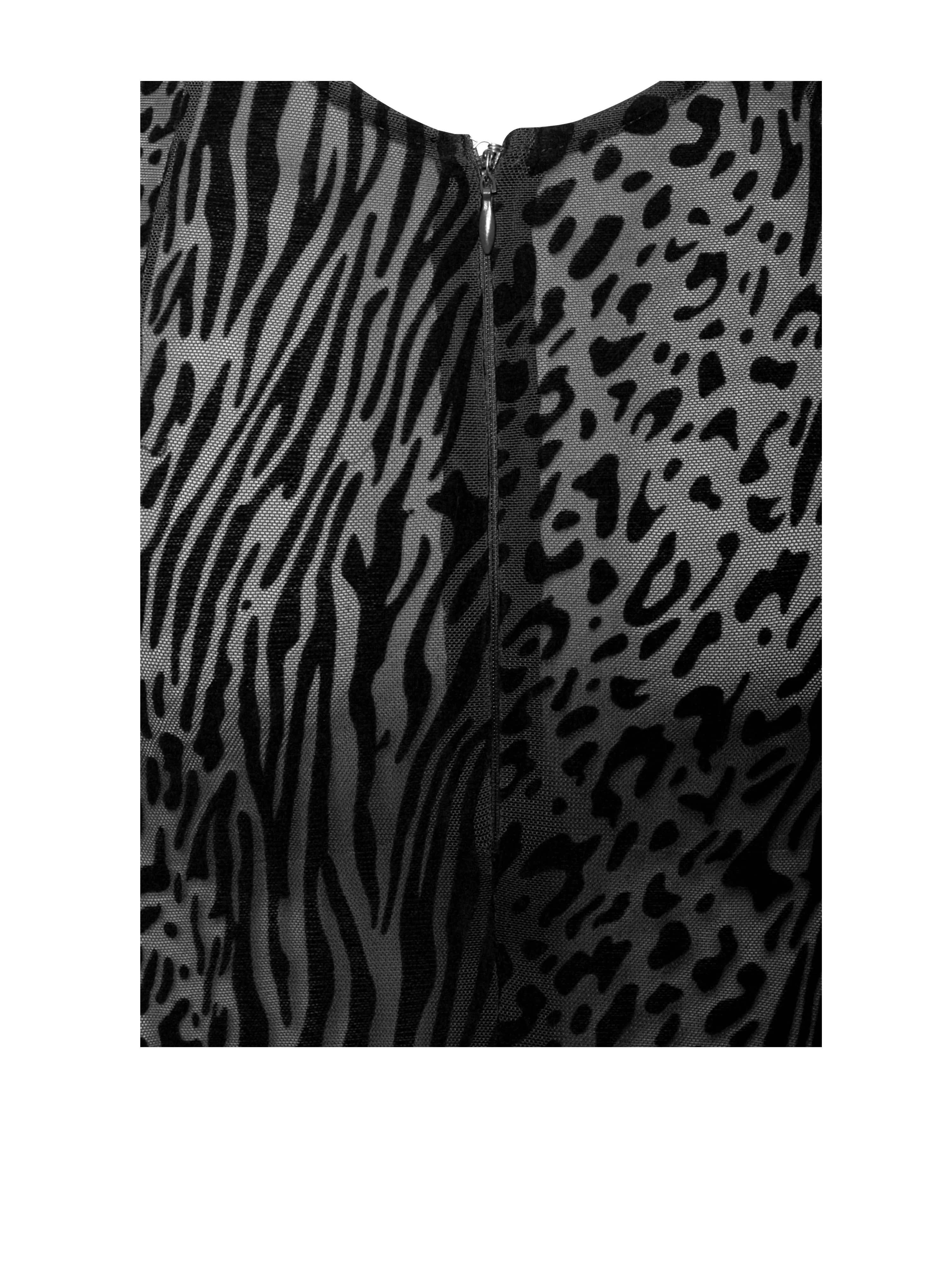 Waylynn Black Animal Print Burnout Velvet Detail Mesh Backless Maxi Dress - Image 14