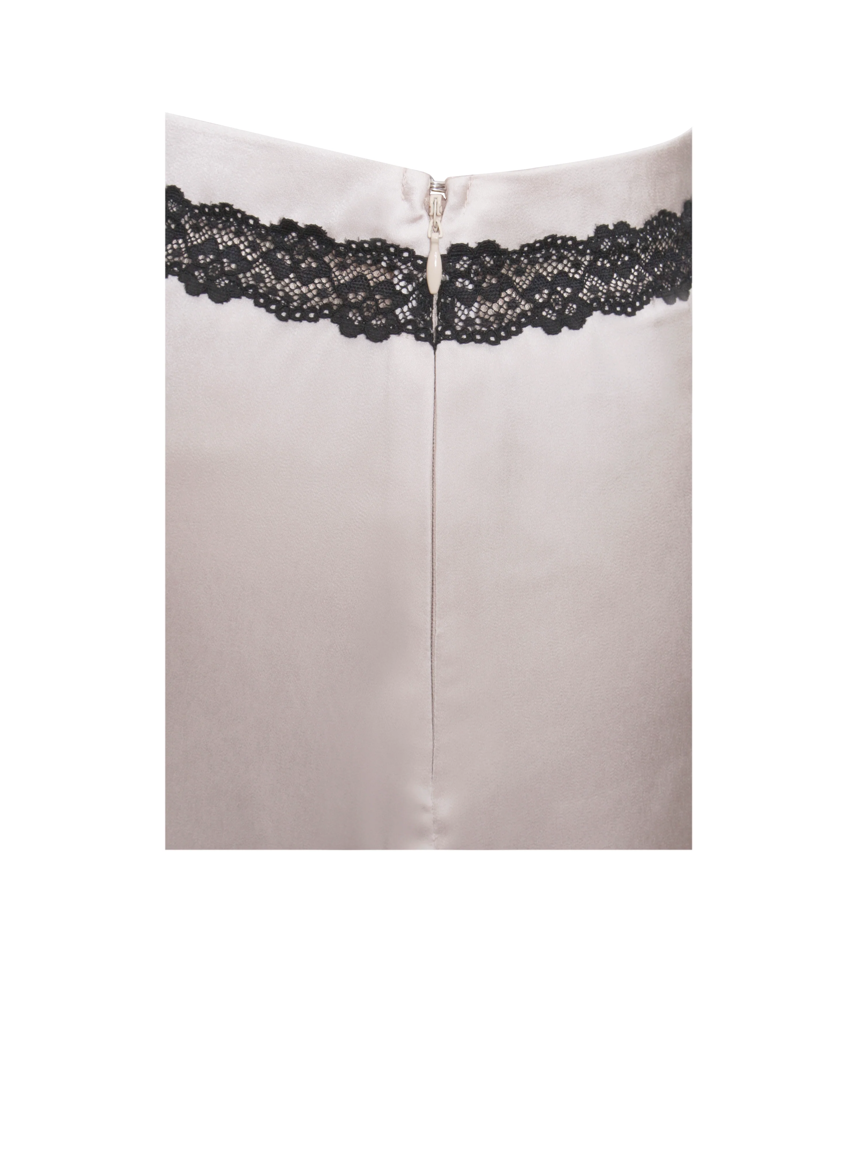 Yahvi Beige Lace Trim Satin Skirt - Image 19