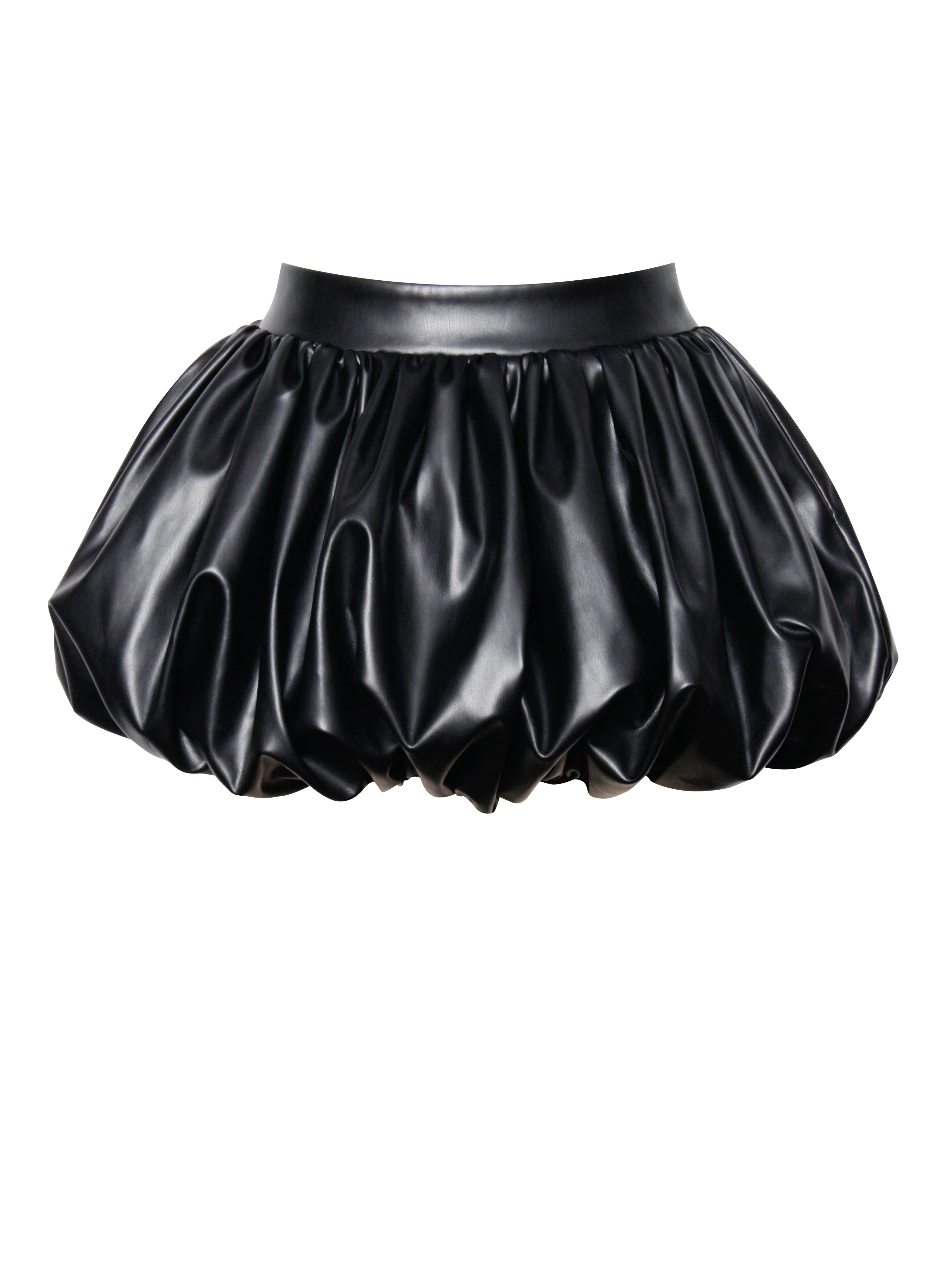 Yuna Vegan Leather Bubble Hem Skirt - Image 11