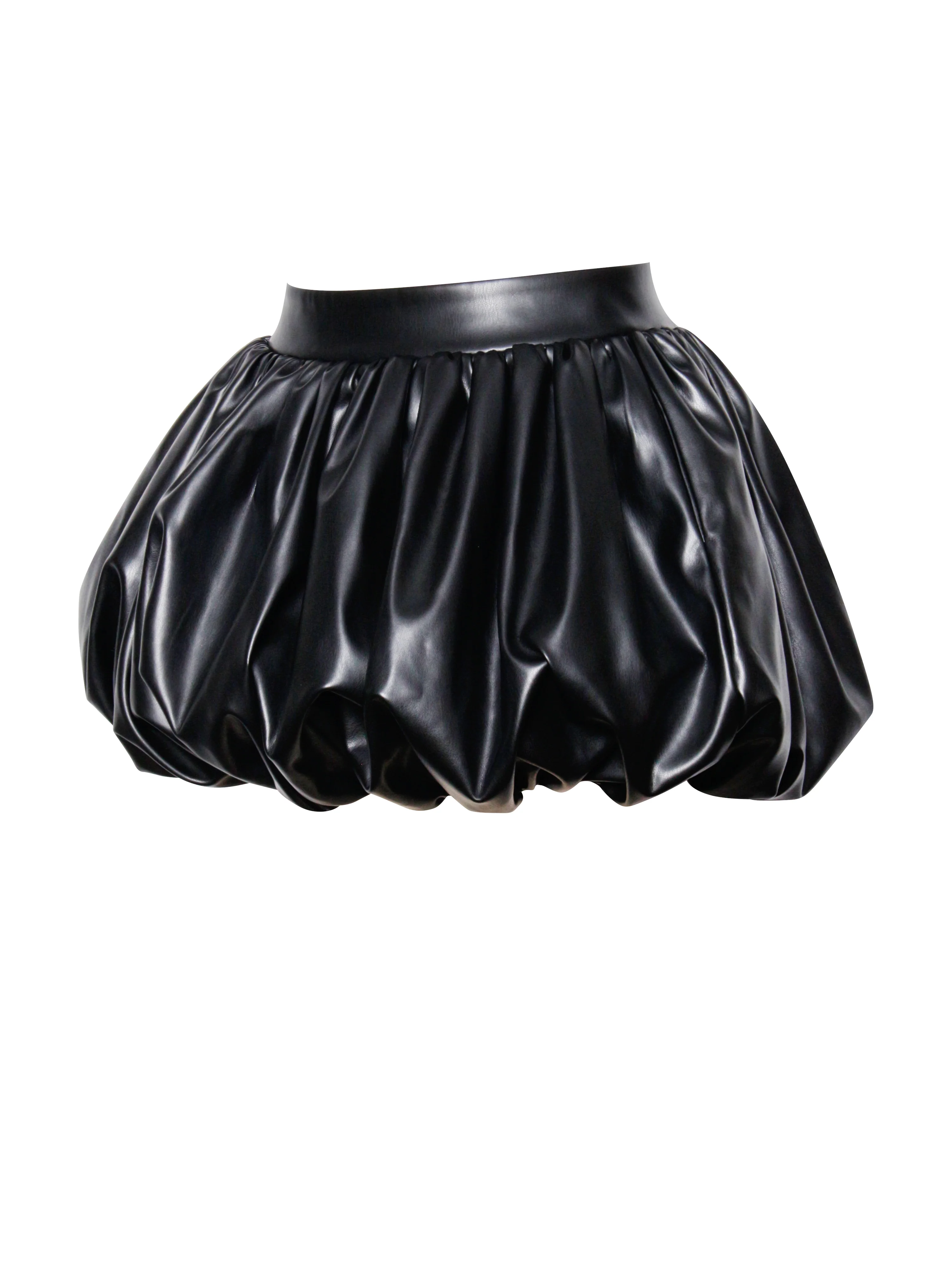 Yuna Vegan Leather Bubble Hem Skirt - Image 12