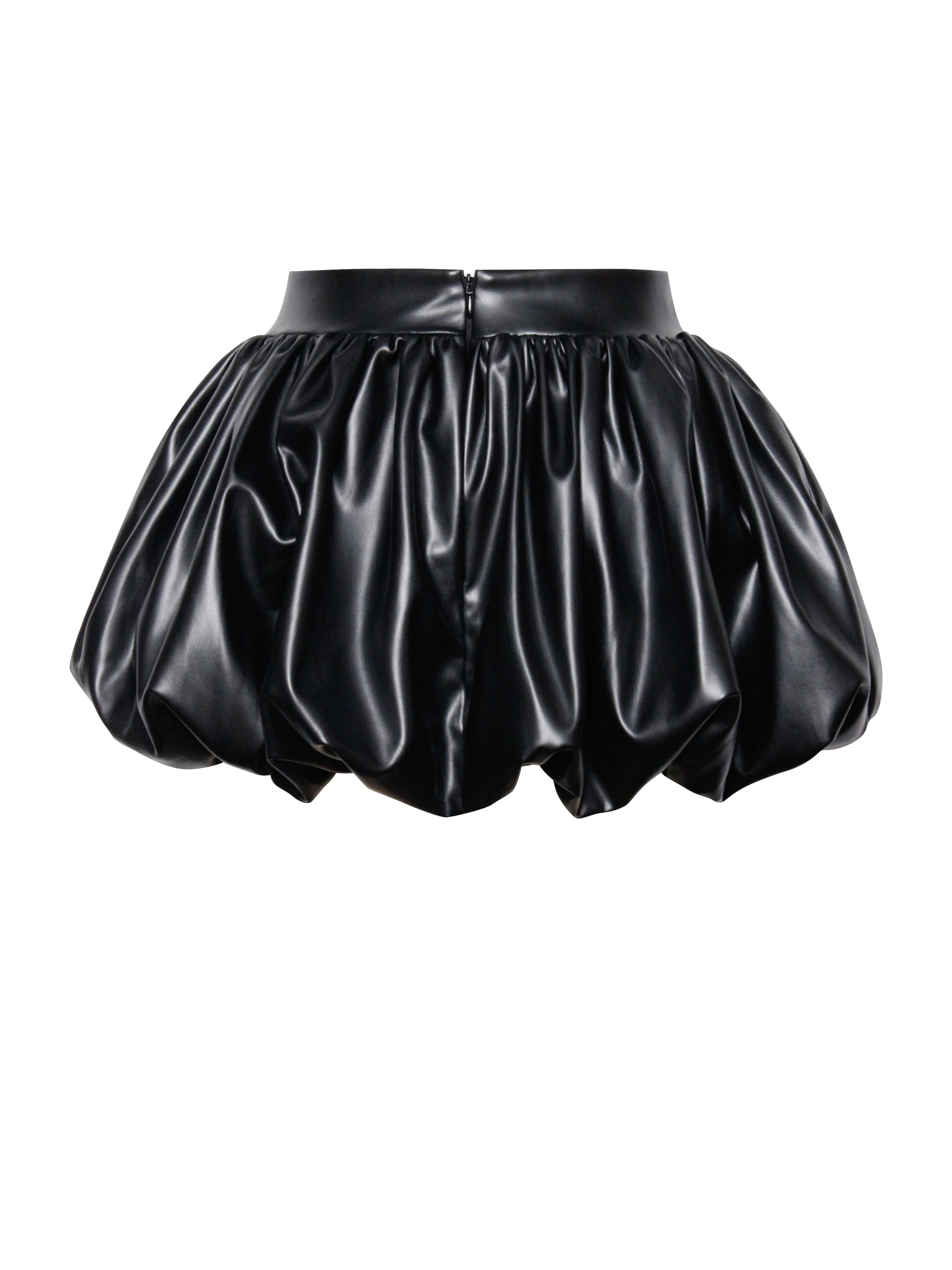 Yuna Vegan Leather Bubble Hem Skirt - Image 13