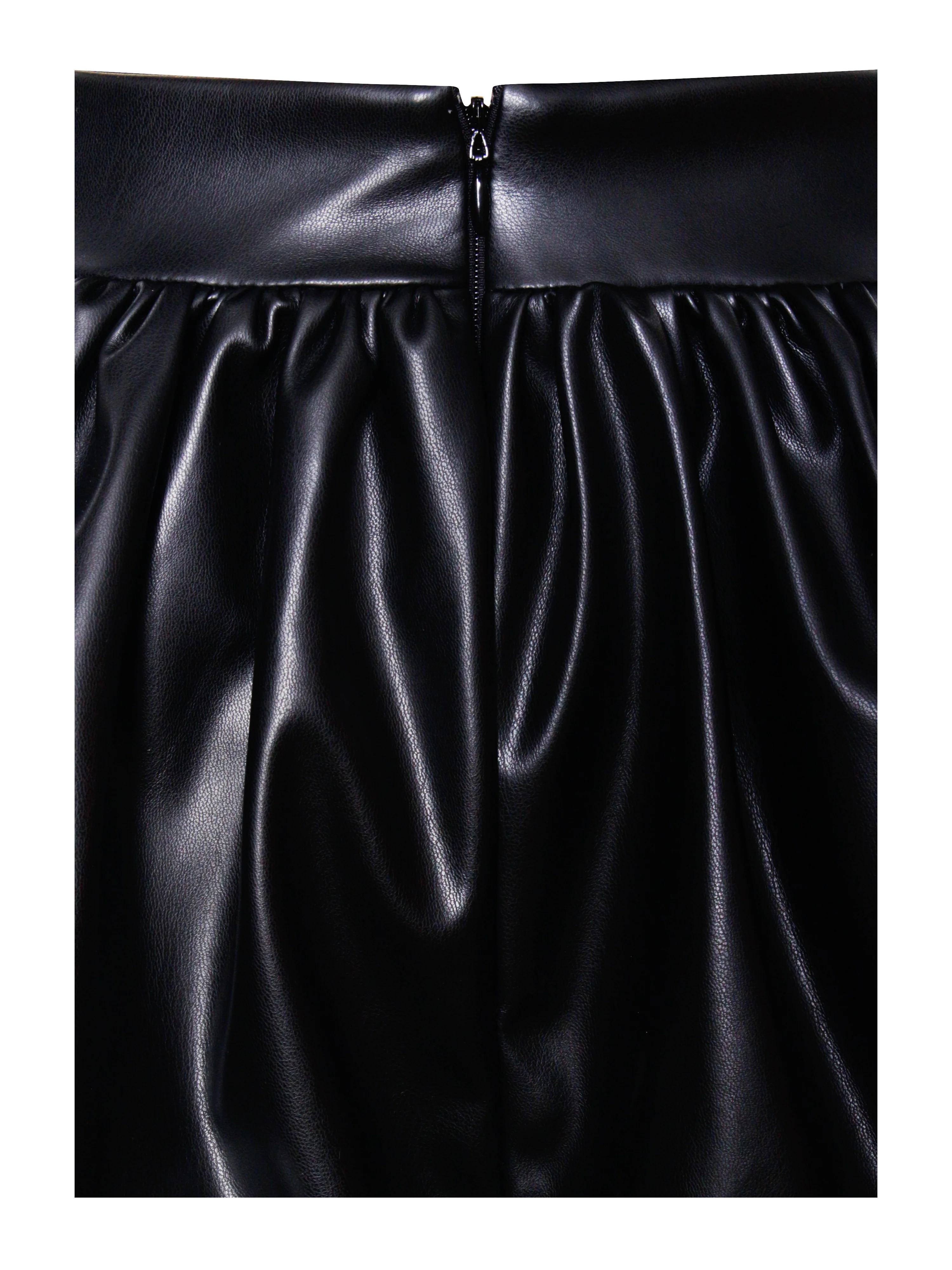 Yuna Vegan Leather Bubble Hem Skirt - Image 14